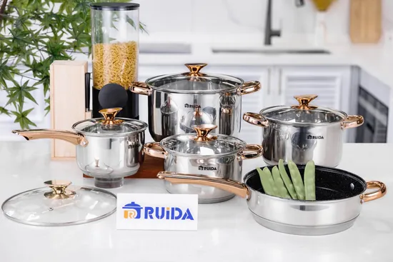 8PCS Kitchen Appliance Utensils Cooking Pot Stainless Steel Cookware Set Kitchenware