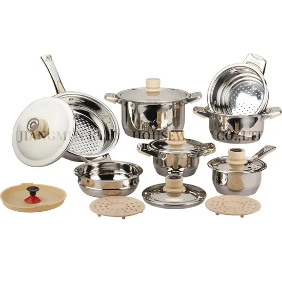 16PCS Stainless Steel Cookware Set Wide Edge Kitchenware Pot with Steamer