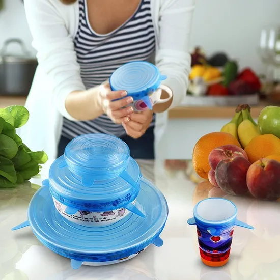 6PCS/Set FDA Reusable Cover Silicone Food Storage Lid