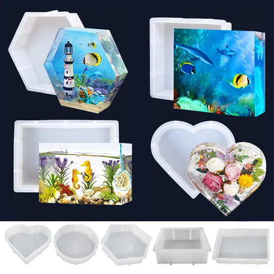 Geometric Shape Casting Craft Mold Square Heart Round Rectangle Home Decoration Epoxy Silicone Resin Mold