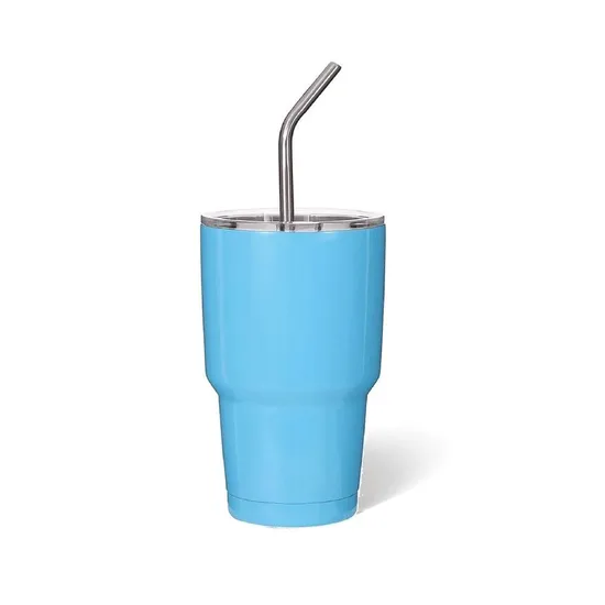 Portable 2oz Stainless Steel Drinking Wine Cup Coffee Mug with Straw