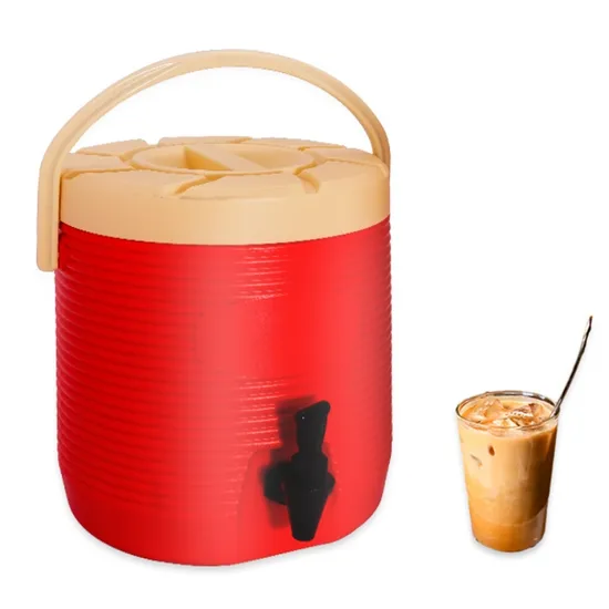 Daosheng 15L 17L Restaurant with Tap Red Stainless Steel Milk Tea Barrel Hot and Cold Milk Tea Bucket