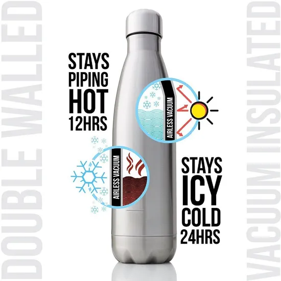 350/500/750/1000ml Double-Wall Insulated Vacuum Flask Stainless Steel Water Bottle