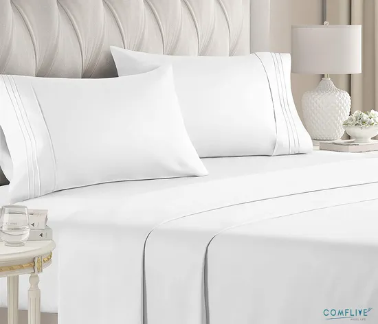 Comflive Microfiber Bedding Sheet Set 4PCS Soft Breathable and Antillaergy Fiber