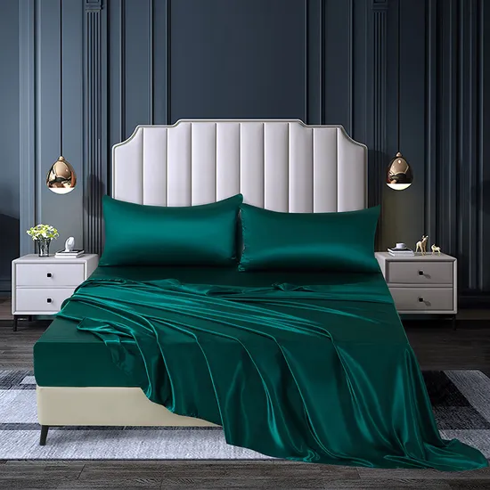 2024 Amazon Hot Sale Bedsheet Set Glossy Imitation Silk Sheet Set