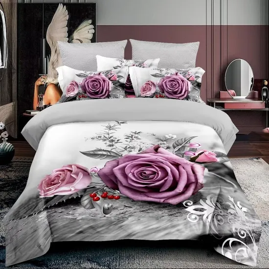 Newest Floral Patterns 3D Printed Bed Flat Sheet Set, King, Queen, Twin Sizes