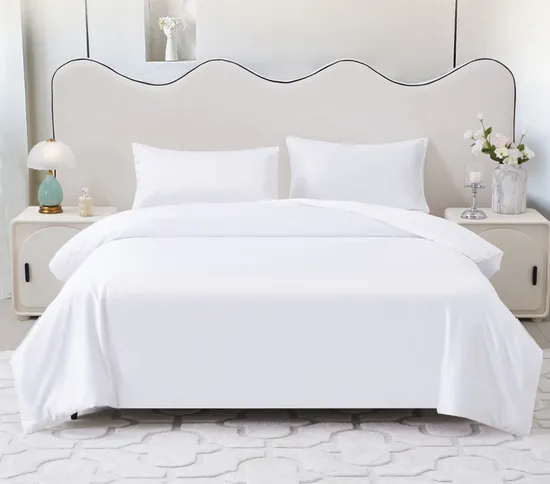 Premium Luxury Silky Feel Imitation Silk Satin White Bedding Set 4PCS