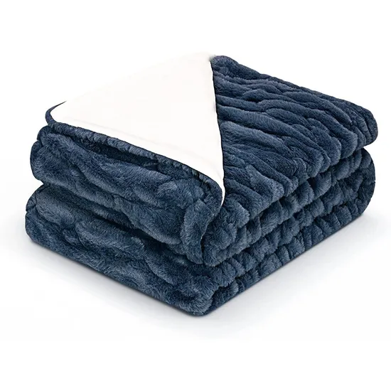 Hot Selling Luxury Ruched Genuine Mink Sofa Couch Blanket Faux Fur Throw Blanket for Winter