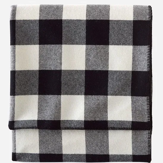 Soft and Warm Acrylic Plaid Blanket with Elegant Tassels