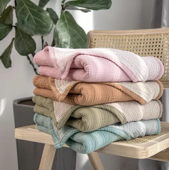 2 Colors 95X95cm Four Layers Cotton Muslin Blanket Baby Blanket