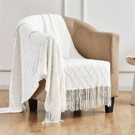 Latest Wholesale Custom Color European Style Knitted Nap Blankets Wool Knitting Cover Blanket