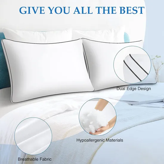 Down Alternative Pillow for Side Back Sleepers, Soft Comfortable Fluffy Bed Pillows