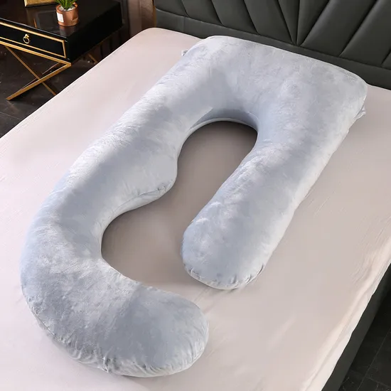 High-Fill Maternity Pillow Cotton Crystal Velvet Pregnancy U-Shape Pillow Back Support & Nursing Aid for Side Sleep and Nursing