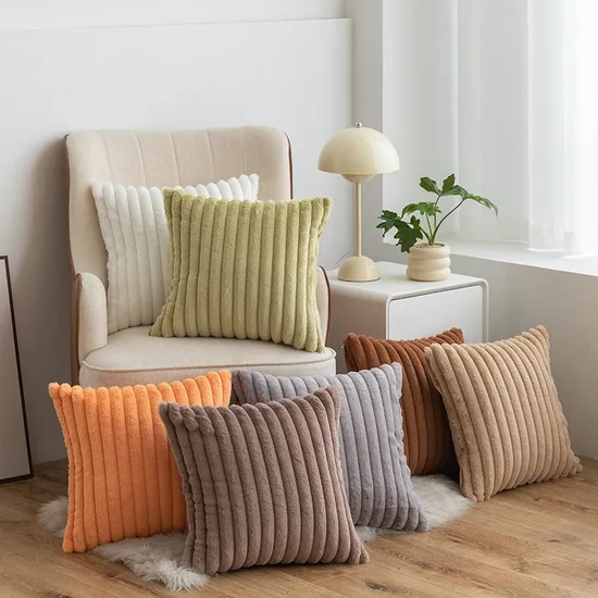 Nordic Luxury Living Room Sofa Plush Cushion Imitation Rabbit Hair Throw Pillow