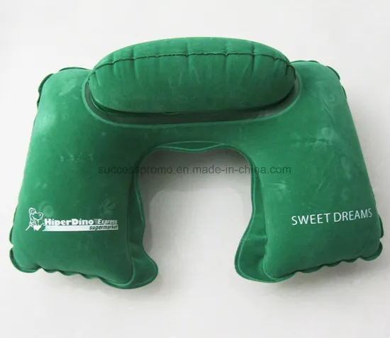 Promotional Flocked PVC Inflatable Neck Pillow with Customized Logo