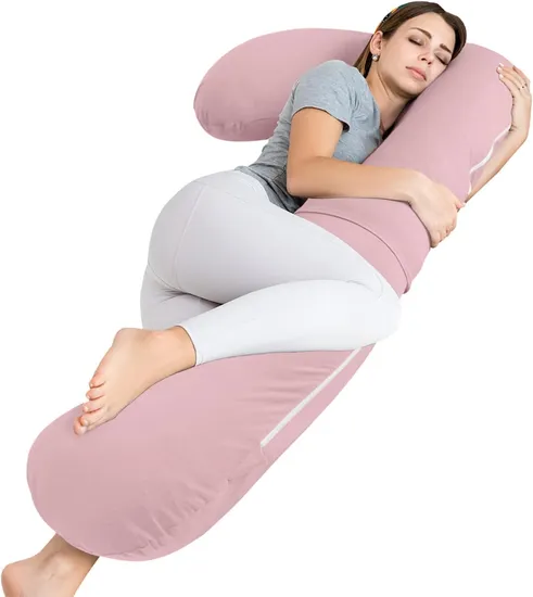 Ultimate Cooling Pink Pregnancy Pillow with Removable Cover