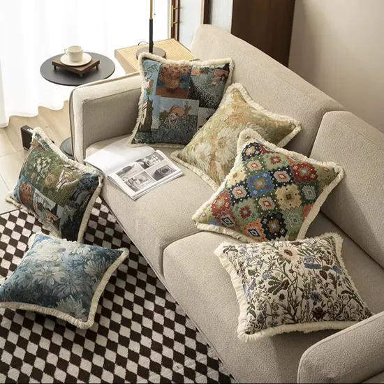 Modern Bohemian Cotton Jacquard Woven Throw Pillow Cover