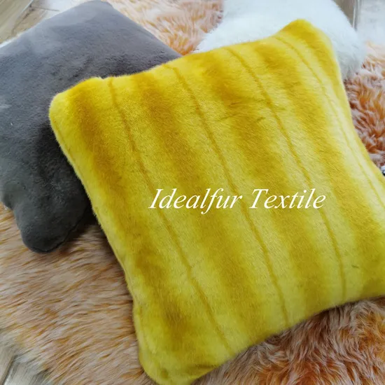 Luxurious Yellow Rabbit Fur Floor Cushion Pillow for Comfort