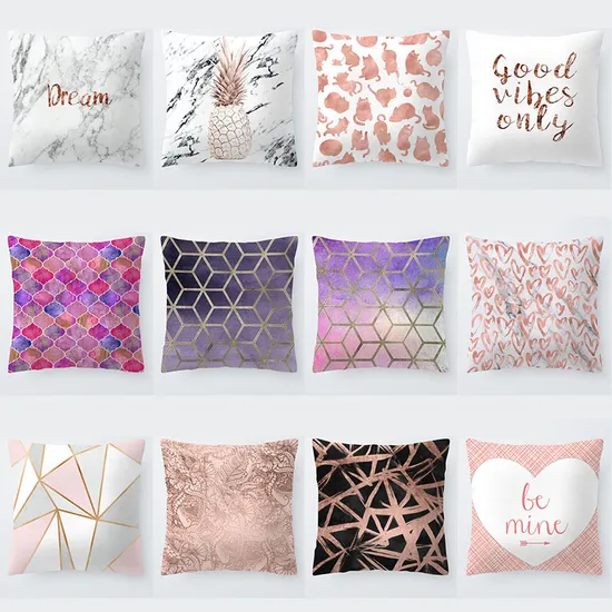 Gold Peach Skin Cushion Cover Custom Rose Gold Nordic Home Decoration Throw Pillow for Sofa
