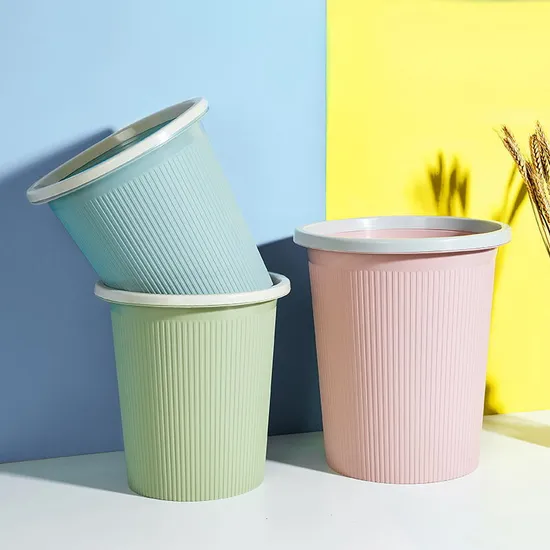 Household Kitchen Living Room Bathroom Bedroom Large Round Trash Can with Pressure Ring Dustbin
