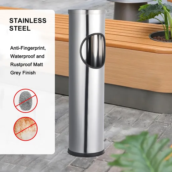 Hotel Lobby Ash Tray Dustbin Stainless Steel Outdoor Trash Can