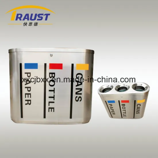 3 Compartment Stainless Steel Material Segregated Dustbin Recycling Trash Bin
