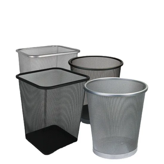 Metal Iron Mesh Trash Can Wholesale Household Open Office Kitchen Bathroom Ins Wind Coverless Waste Paper Basket