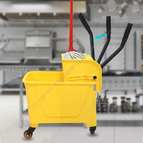 Yellow Commercial Industrial Cleaning Mop Bucket Squeezer with Wringer & Wheels
