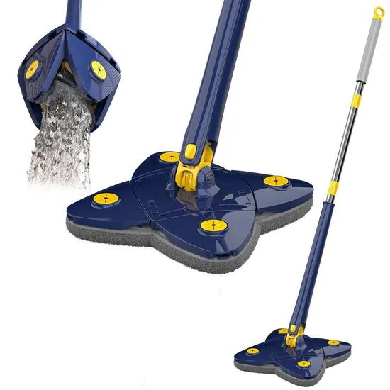 Four Clover Shaped Self Squeeze Mops Microfiber 360 Rotatable Adjustable Cleaning Mop