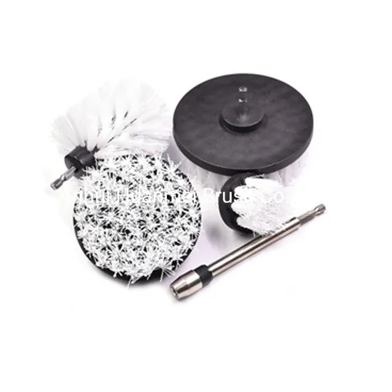 4 Sets Hand Tool White Stiff Nylon Drill Attachment Brush