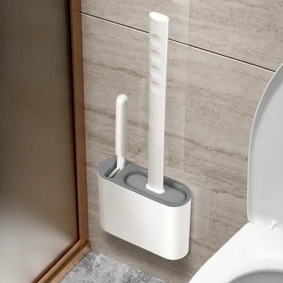 New Silicone Toilet Cleaning Household No-Dead-Ends Bathroom Wall-Mounted Washable Brush Set