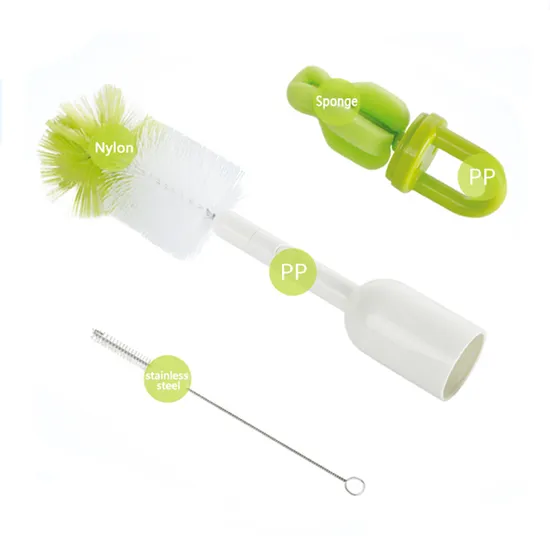 3 in 1 Milk Bottle Brush Set Nipple Sponge Brush Nylon