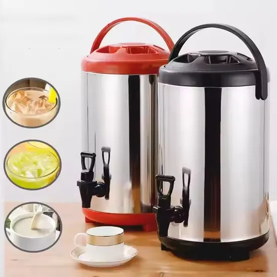 Factory Bubble Tea Equipment 8/10/12/14/16/18/20L Stainless Steel Milk Tea Insulation Bucket Heat Preservation Beer Barrel Drink