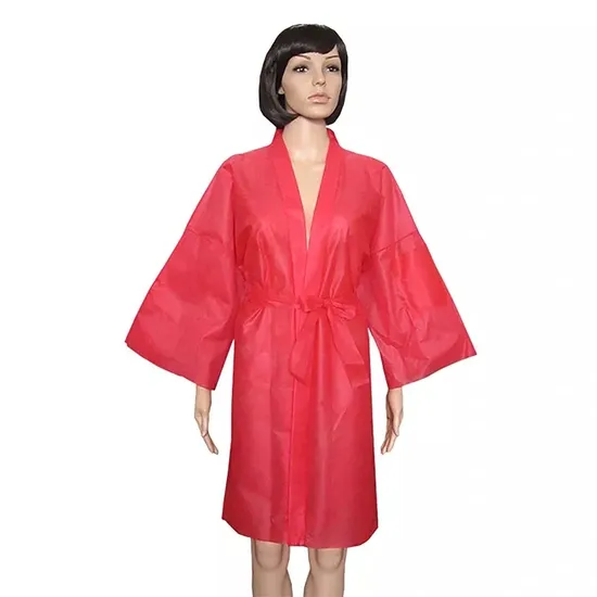 High-Quality Disposable PP SMS Nonwoven Kimono Bathrobe for SPA Center Bathrobe