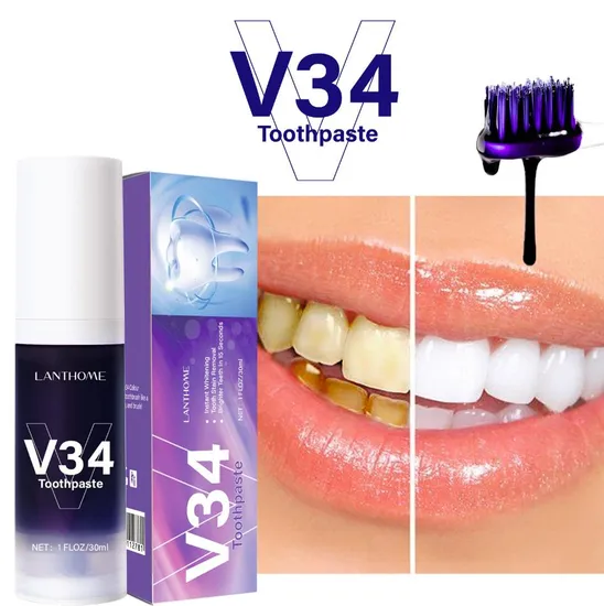 Online Wholesale and Retail Teeth Whitening Toothpaste Tooth Color Corrector Oral Cleaning Care Bright Teeth Purple Toothpaste V34 Color Fresh Breath