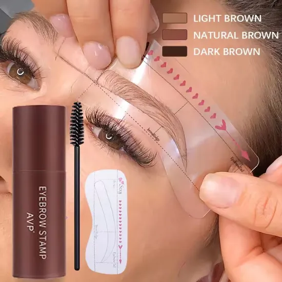 One-Step Vegan Long-Lasting Waterproof Eyebrow Stamp Stencil Kit with 10PCS Reusable Thin Thick Eyebrow Stencils Eyebrow Stamp