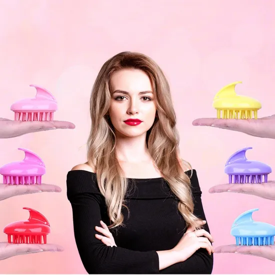 Custom Plastic Exfoliating Massage Head Massager Cleansing Brushes Silicone Hair Wash Brush