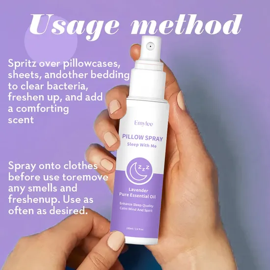 Customize Logo Brand Improve Insomnia Sleep Aid Pillow Spray Have a Good Night Sleep Aromatherapy 100% Lavender Oil Private Label Pillow Sleep Mist Spray