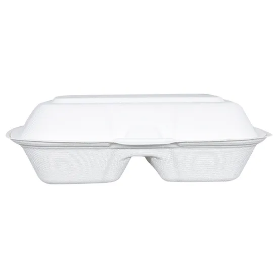 8X8 Inch One Compartment Hinged Clamshell Disposable Bagasse Food Container