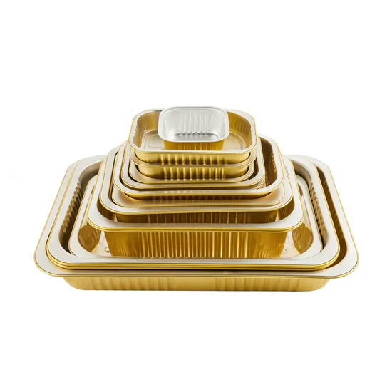 Durable Rectangle Color Aluminum Foil Container for Food Packaging