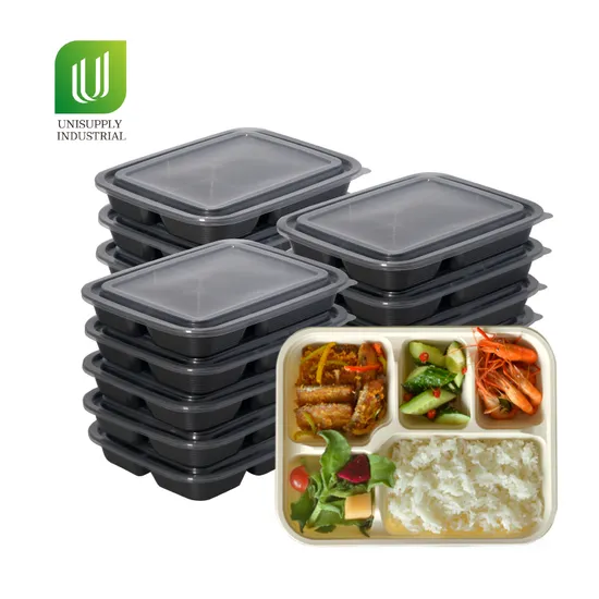 1100ml Take Away Food Container 5 Divider Meal Prep Containers with Clear Lid
