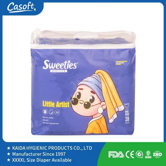 OEM or Casoft Ultra Thin Baby Pant Diaper Manufacturer Free Sample Soft Breathable Disposable Infant Pull up Nappies for Spain Portugal Market