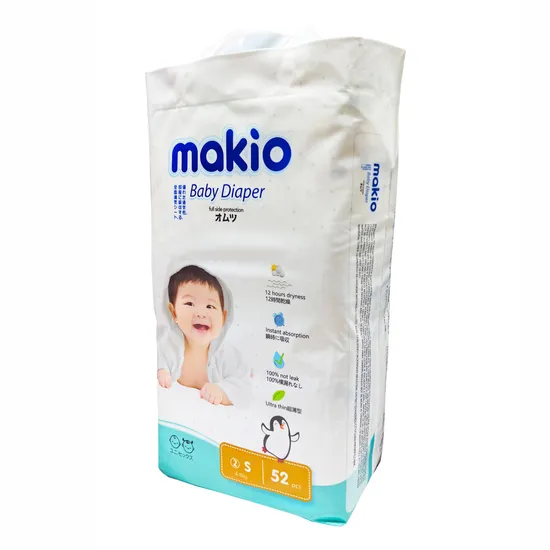 Makio PRO+ 12h Dry Baby Diapers Wholesale FDA & ISO & Certified, 5% off Bulk Orders (MOQ 1, 000 PCS)