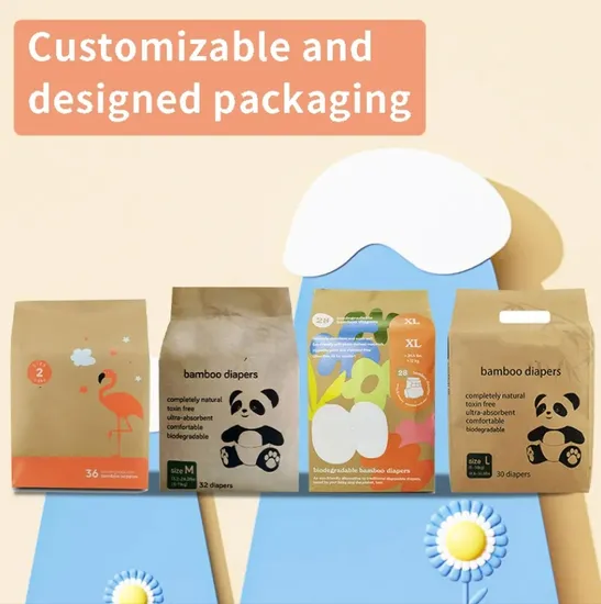 Biodegradable Baby Diaper Disposable Bamboo Fiber Diaper Soft Super Absorption Baby Diaper