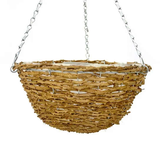 Country Rattan Hanging Planter Basket Rustic Rattan Hanging Basket