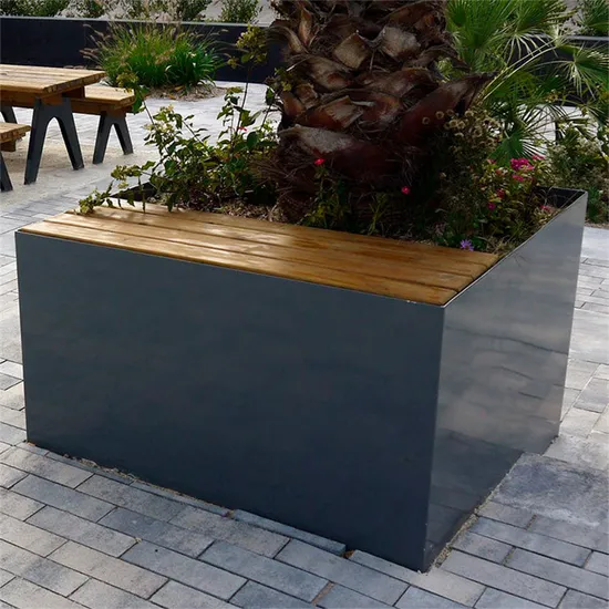 Outdoor Square Metal Flower Pots Garden Plant Box Modern Large Black Planters