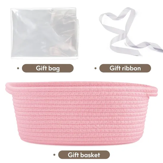 High Quality Ribbons Durable Stacking Baskets for Gifts Empty Small Rope Woven Easter Basket
