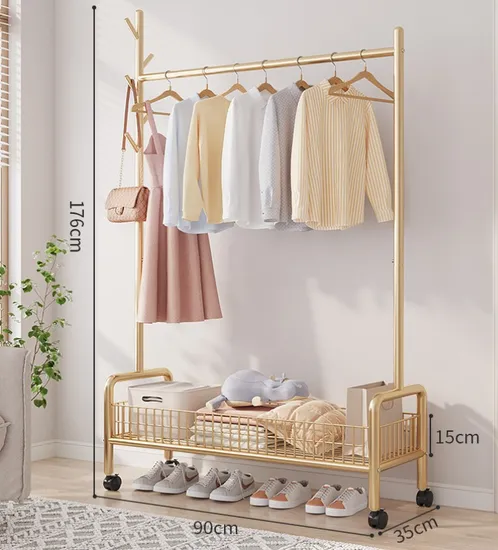 Wholesale Coat Metal Display Rack Hanger Stand Clothing Garment Rack with Hooks