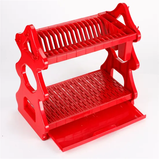 Dish Drainer Rack Dishes Plate Full Body Plastic 2 Tiers Kitchen Rack