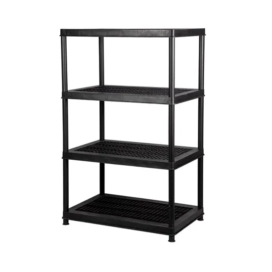 Quality Black 24 Heavy Duty Plastic Shelf 36X24X53inch 4 Tiered Plastic Storage Shelf